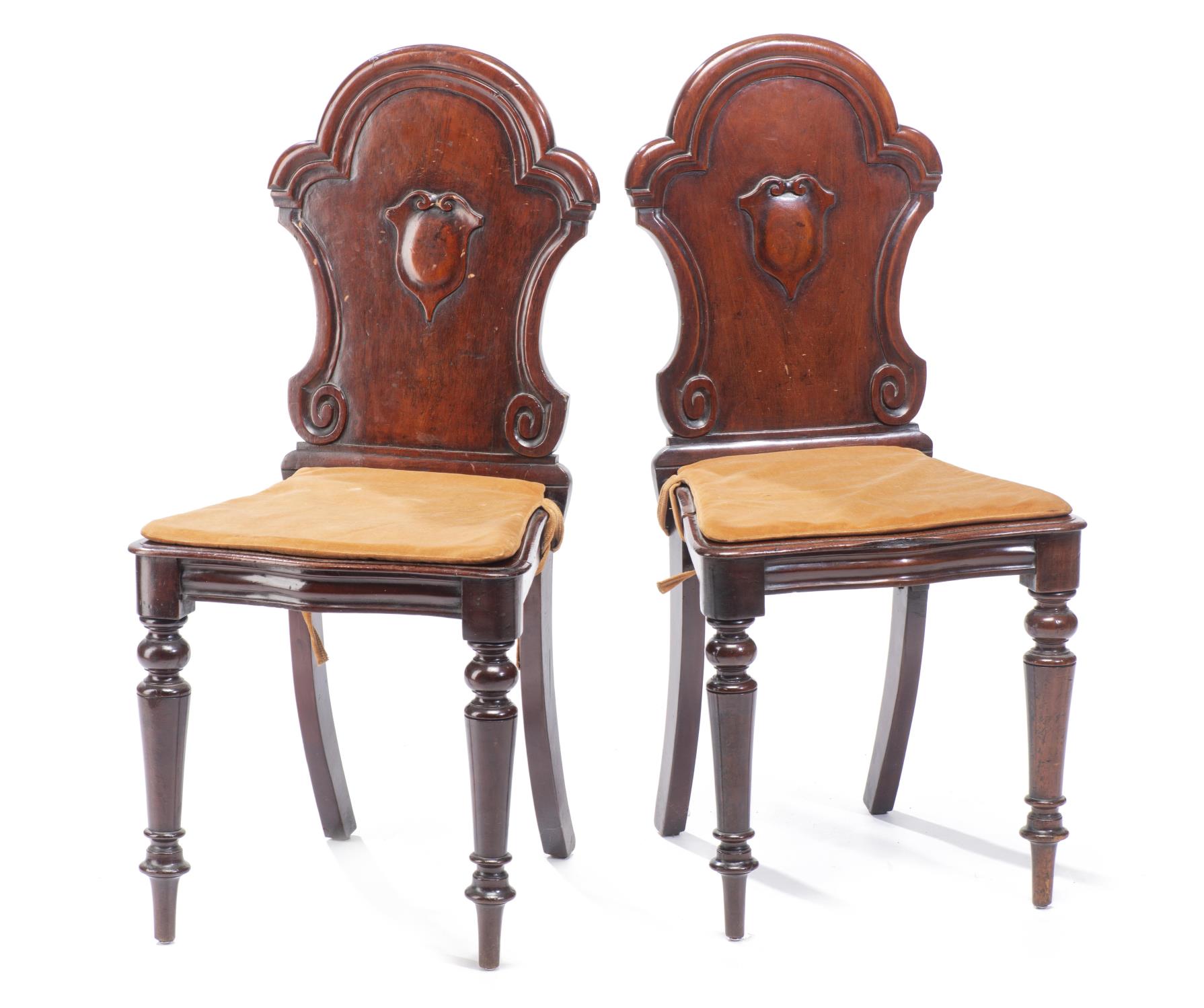 Paire de chaises et bibliothèque en acajou XVII-XVIIIe - Paire de chaises grecques [...] - Image 4 of 6