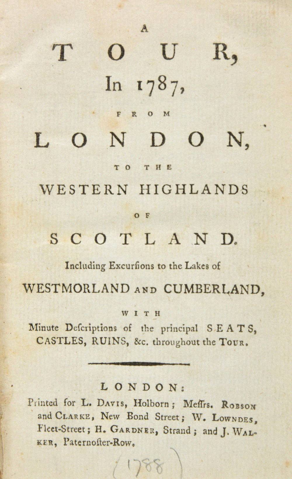 [Shaw, Stebbing]. A Tour in 1787, from London to the Western Highlands of Scotland. Including