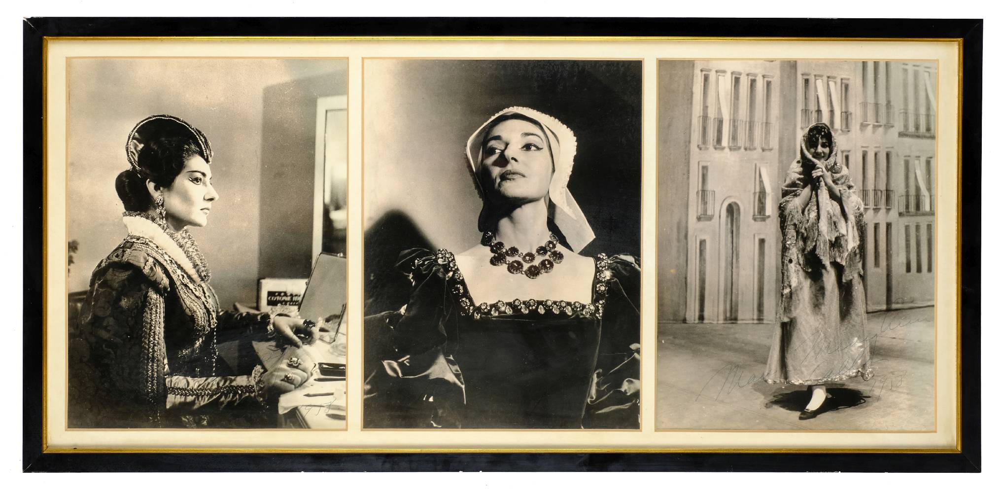 *Callas (Maria, 1923-1977). Three photograhic prints, each signed by Maria Callas, 1958, - Image 2 of 2