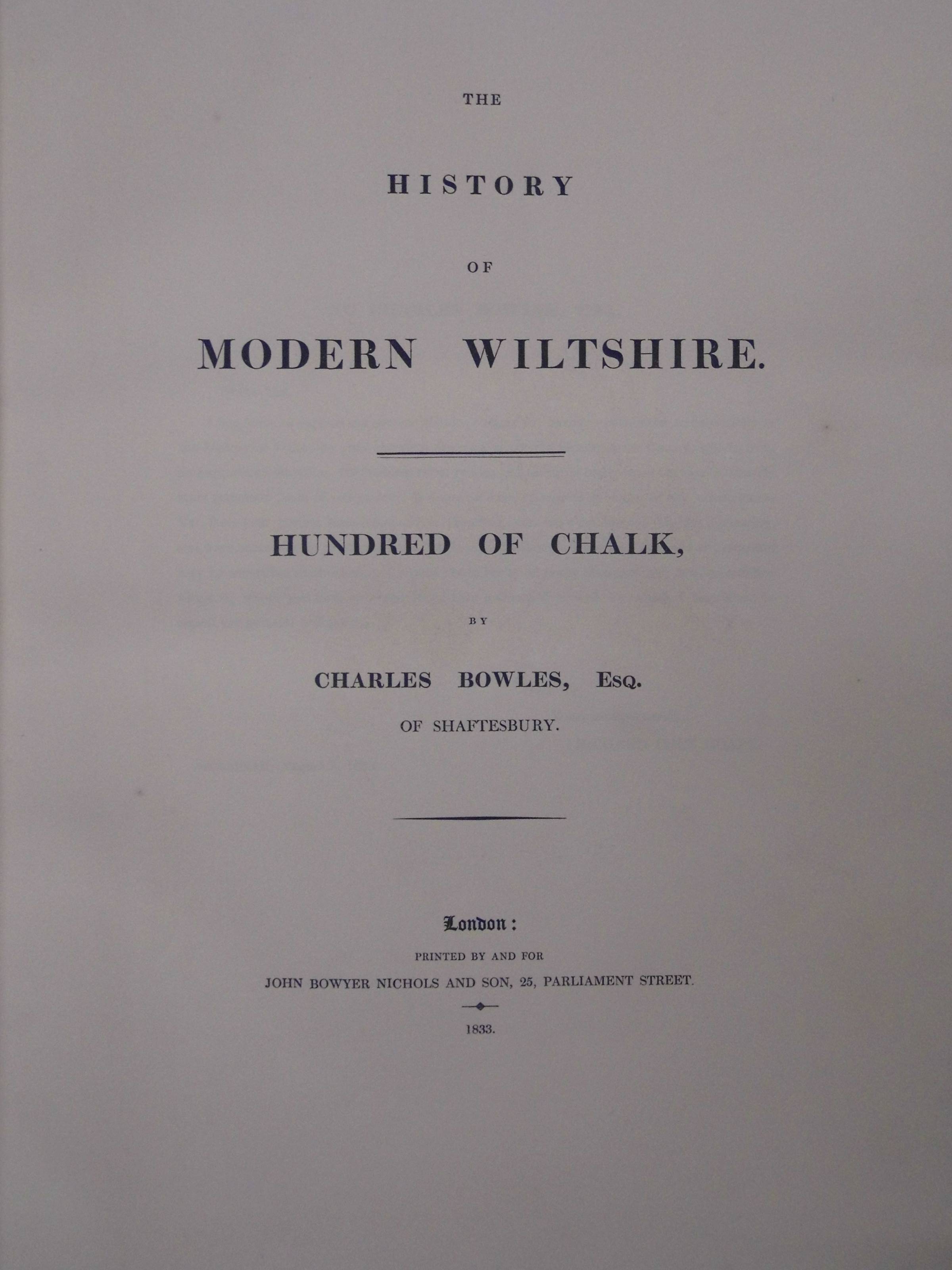 Hoare (Sir Richard Colt). The History of Modern Wiltshire, Hundred of Chalk, by Charles Bowles, - Image 3 of 4