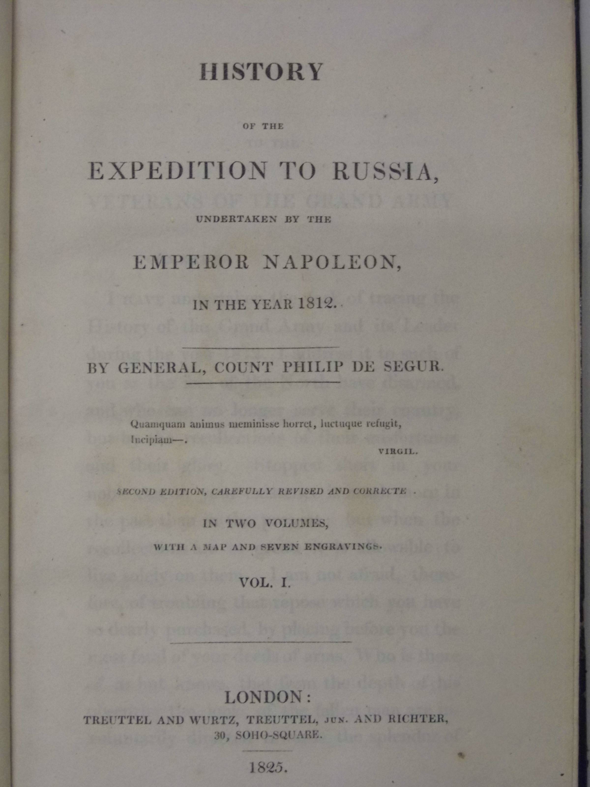 Segur (Philippe Paul de). History of the Expedition to Russia, undertaken by the Emperor Napoleon, - Image 3 of 5