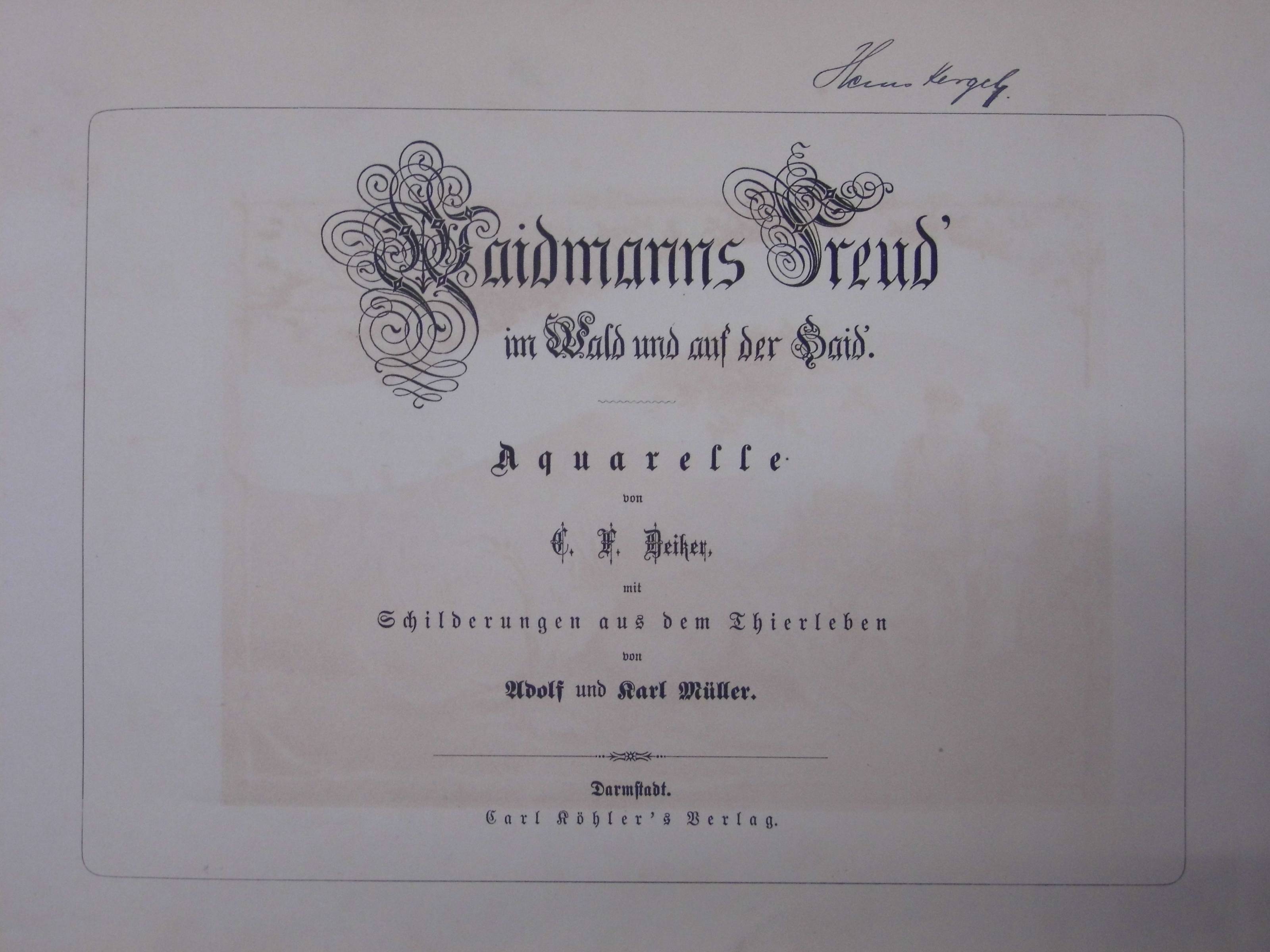 Muller (Adolf & Karl). Waidmanns Freud im Wald und auf der Haid, Darmstadt: Carl Rohler, [c.1876], - Image 2 of 6