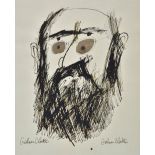 *@Clarke (Graham, 1941-). Self portrait of the artist, pen and ink on paper, signed twice, 28 x 21cm