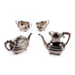 *Tea Set. A modern silver 4-piece tea set by Roberts & Belk, Sheffield 1966, comprising, coffee