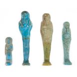 *Ancient Egypt. Ptolemaic, pale green faience Shabto of Sma-tawy-tef-nakht, the mummiform figure