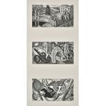 *Ravilious (Eric, 1903-1942). Three Vignettes from Thrice Welcome, wood-engraving on velin d'