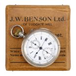 *Chronograph. A Victorian silver open face chronograph retailed by J.W. Benson, 62-64 Ludgate