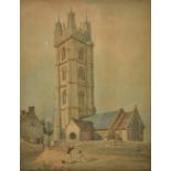 *Bristol. Dundry Church, circa 1800-1810, watercolour on wove, showing two boys flying a kite by