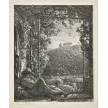 *Palmer (Samuel, 1805-1881). The Sleeping Shepherd, 1857, etching on chine appliqu‚, with artist's