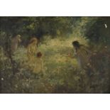 *Maybank Webb (Hector Thomas, 1869-1929). Nymphs in a Wooded Glade, oil on board (stamped George