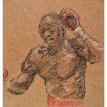 *Olley (Ron, 1923-2017?). Two albums of boxing studies, 1983-2006, 185 chalk and coloured pastel