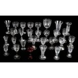 *Glassware. A mixed collection of George III and later wine and port glasses, mostly cut with