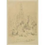 *Walcot (William, 1874-1943). Lower Manhattan (The Woolworth Building) New York, circa 1923, etching