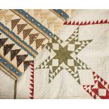 *Quilt. An American star pattern quilt, late 19th/early 20th century, white cotton patchwork