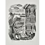 *O'Connor (John Scorror, 1913-2004). Boy Bathing, wood engraving on Zerkall mould-made paper,