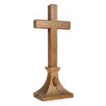 *Thompson (Robert "Mouseman", 1876-1955). Oak Altar Cross, .1920s, the flared base carved with a