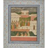 *Mughal School. Court scene with Princess and attendants giving gifts to assembled females, with