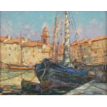 *@Beronneau (Andre, 1886-1973). Harbour, Saint Tropez, oil on board, signed lower right, 30.5 x 38