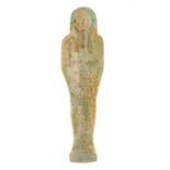 *Ancient Egypt. 30th Dynasty, turquoise faience Shabti of Semataui-tefnakht, the mummiform figure