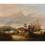 *Shayer (William, 1788-1879). Coastal scene with fisherfolk bringing in the catch, oil on canvas,