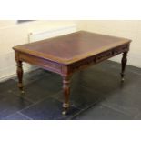 *Partners Table. A Victorian mahogany partners writing table, with red tooled leather top above 3