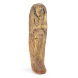 *Ancient Egypt. 19th Dynasty, pottery mould form mummiform worker Shabti, modelled wearing