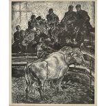 *Benenson (Leslie Charlotte, 1941- ). Charolais Bull, 1964, wood engraving on pale cream wove paper,