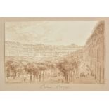*Batty (Robert, 1789-1848). Palais Royal, Paris, pen, brown ink and brown wash on paper, 68 x 107 mm