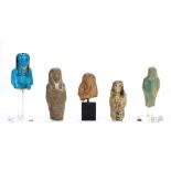 *Ancient Egypt. A collection of upper sections of Shabti figures, including Djed, 8cm high, the rest