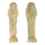 *Ancient Egypt. Late Ptolemaic(?), pale green faience Shabti of Ir-en-di-khonsu, the mummiform