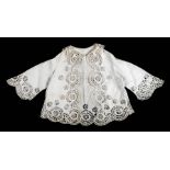 *Clothing. A broderie anglais jacket, circa 1920, hand-stitched ivory cotton jacket, with