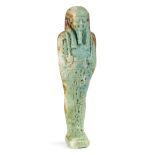 *Ancient Egypt. 30th Dynasty, turquoise faience mummiform Shabti probably the priest Semataui-