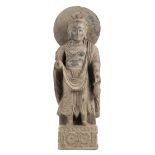 *Gandhara Carving. A finely carved schist stone figure of Boddhisvatta from the Ancient Buddhist