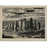 *@Hermes (Gertrude, 1901-1983). Stonehenge, 1963, woodcut on japon, signed, dated, titled and
