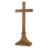 *Thompson (Robert "Mouseman", 1876-1955). Oak Altar Cross, circa 1920s, the flared base carved