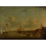 *Attributed to John Cleveley (c.1712-1777). Marine Landscape of Naval ships approaching Greenwich