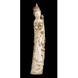 *Ivory Figure. A late 19th century Chinese carved ivory figure of Guanyin, beautifully carved