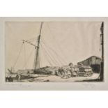 *Soper (George, 1870-1942). At The Boatyard, circa 1913-14, etching on thin japon paper, signed