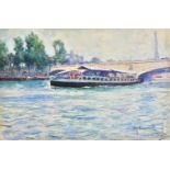 *@Birch (Samuel John Lamorna, 1869-1955). View on the River Seine with the Pont des Invalides and