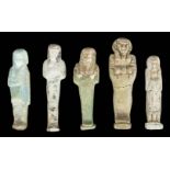 *Ancient Egypt. Group of 5 small blue / turquoise mummiform Shabti, largest 8.5cm, smallest 7cm (5)