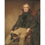 *Maclise (Daniel, 1806-1870). Self portrait, watercolour, unsigned, period bird's-eye maple wood
