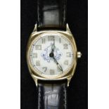 *Wristwatch. A 14K gold Waltham & Co gents wristwatch, the back plate engraved 'Presented to L.A.