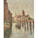 *Circle of Giuseppe Ciardi (1875-1932). Venetian Canal, circa 1900, oil on canvas, with monogram