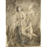 @John (Augustus Edwin, 1878-1961). Mother and Child, pen and brown and grey ink, brown and grey wash