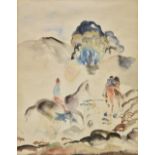 *Rush (Olive, 1873-1966). Two Horseriders in a Landscape, watercolour on paper, signed lower