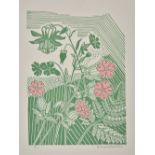 *Bawden (Edward, 1903-1989). Campions and Columbines, colour linocut on handmade paper, printed from
