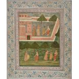 *Mughal School. Court scene with female annointing ceremonies, 18th century, pen, ink and