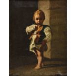 *French School. Young Boy in an Interior, mid 18th century, oil on canvas, unsigned, indistinctly