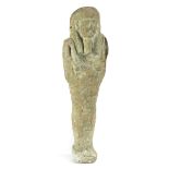*Ancient Egypt. Pale green faience Shabti, unidentified, mummiform figure, wearing striated