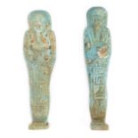 *Ancient Egypt. Ptolemaic, pale blue faience Shabti of Ta-Amun (whose mother was Weret-sehi?), the